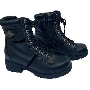 Black Leather Harley-Davidson Motorcycle Boots Size (W)6.5